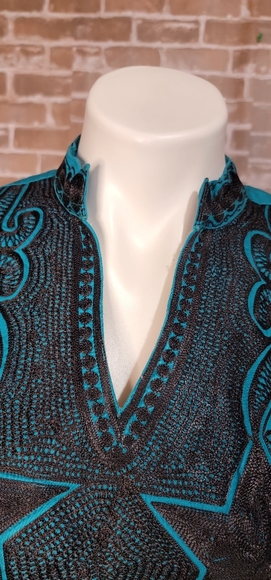 Men's locally made Top with embroidery in the front and on the sleeves. - Picture 1 of 7